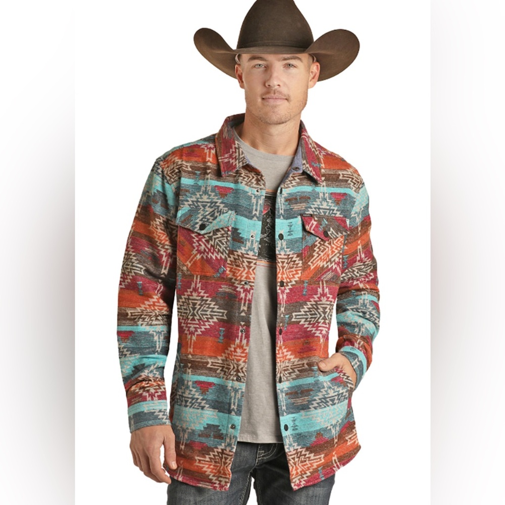 Rock & Roll Denim Aztec shirt jacket men’s size medium
